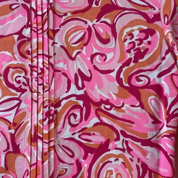 Lilly Pulitzer Sz XSm Sarasota Pintuck Tunic Dress Mango Salsa - Picture 7 of 11